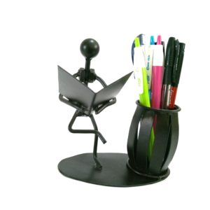 Decorative Desk Organizer Bookman Pen Pencil Holder-Metal